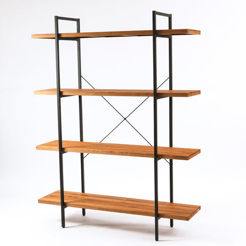 4-Shelf 66.5" H x 51.2" W Pine Wood Metal Frame Etagere Bookcase