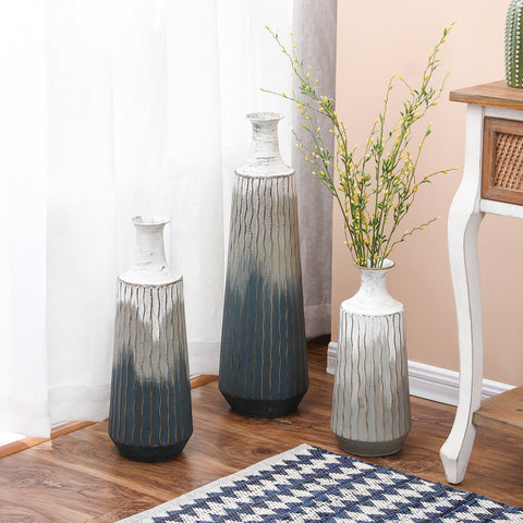 Set of 3 Multi-Color Ombre Metal Bottle Vases