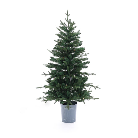 4Ft Pre-Lit LED Artificial Fir Christmas Tree with Gray Metal Pot