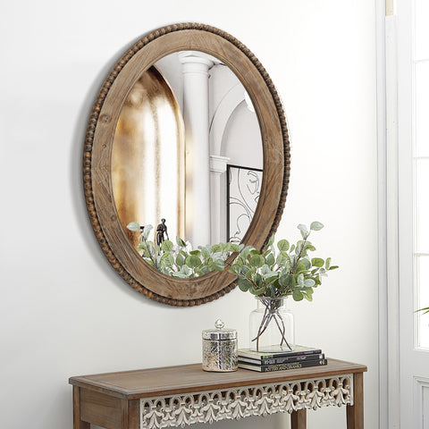 Alisson wall mirror, oval, wood-framed