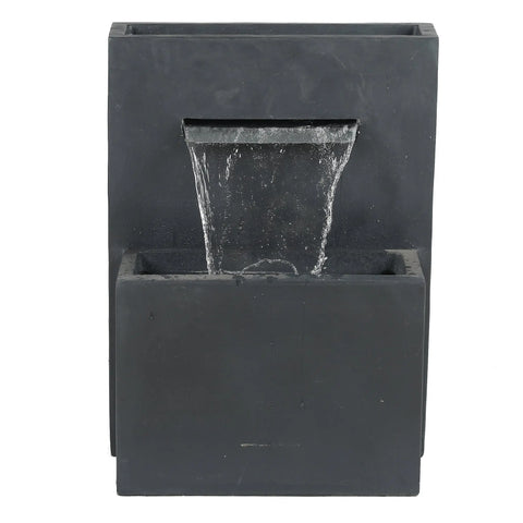 Gray Resin Modern Rectangular Waterfall Outdoor Fountain