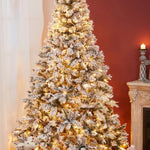 7ft-large-artificial-flocked-full-pine-christmas-tree-with-led-lights