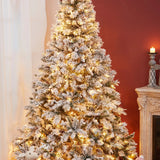 7ft-large-artificial-flocked-full-pine-christmas-tree-with-led-lights