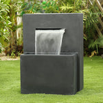 Modern-gray-resin-rectangular-waterfall-outdoor-fountain-provides-calming-enviroment 