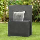Modern-gray-resin-rectangular-waterfall-outdoor-fountain-provides-calming-enviroment 