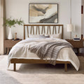 Mesa mid-century modern walnut finish spindle bed, queen