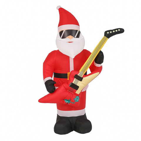 7Ft Rocking Santa with Guitar Inflatable with LED Lights