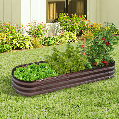 5.5-Ft Oval Brown Metal Garden Bed Planter