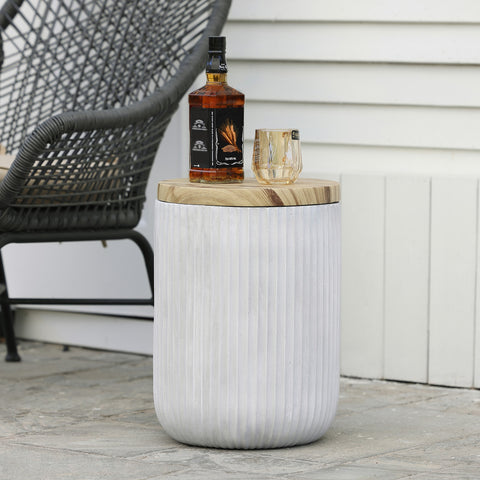 Wood top garden stool side table