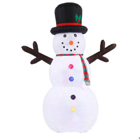 8Ft Snowman Inflatable with Multi-Color Disco LED Lights