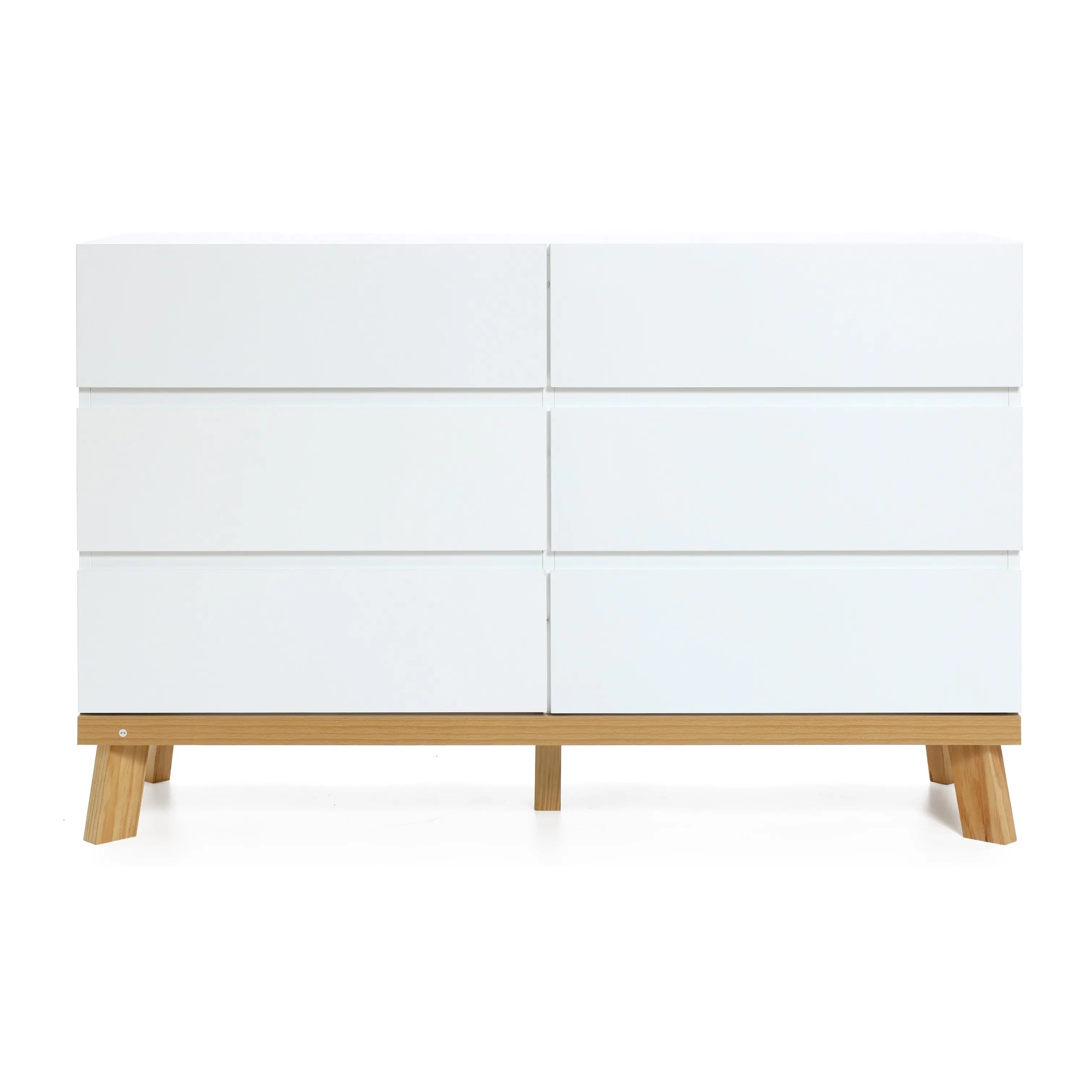 LuxenHome Modern White Wood 6-Drawer Dresser LuxenHome Modern White Wood 6-Drawer Dresser