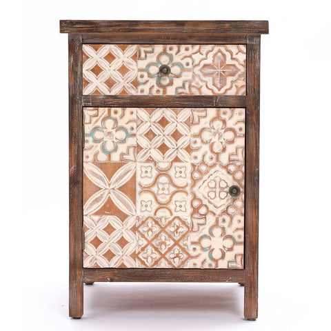 Farmhouse Patchwork Wood Side Table