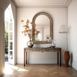 wooden-beaded-wood-framed-wall-mirror-in-living-room