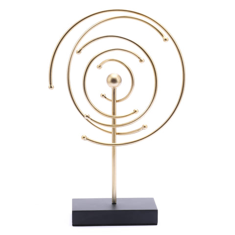 Abstract Celestial Orbit Gold Metal and Black Base Tabletop Decor