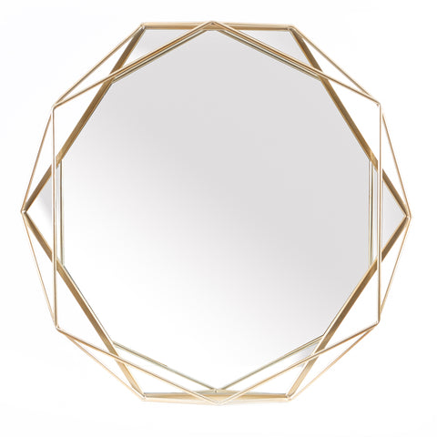 Gold Metal Hexagon Frame Wall Mirror