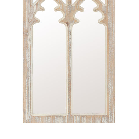 Weathered Natural Wood Cathedral Framed Wall Mirror