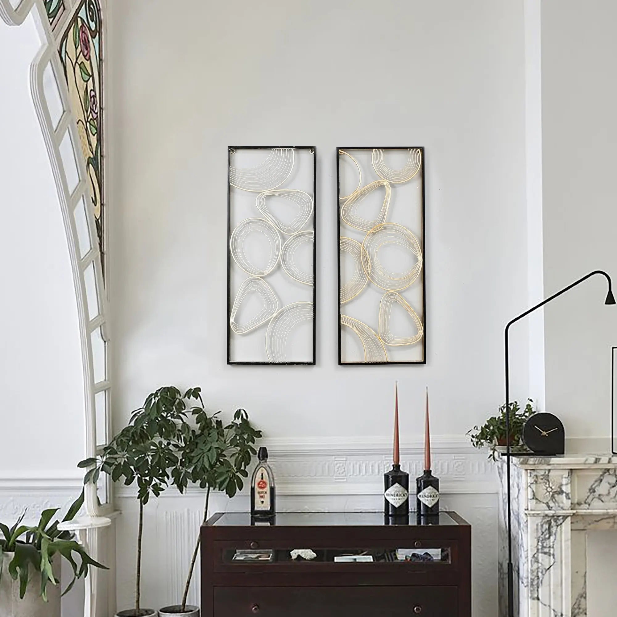 contour abstract metal wall art, set of 2