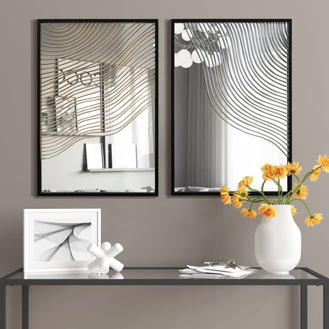 Wave wall mirror, set of 2