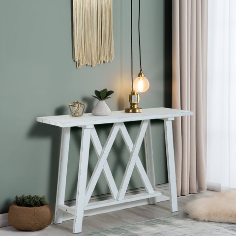 Farmhouse White 48" W Console and Entry Table