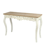 Victorian Off White and Natural Wood Console and Entry Table - LuxenHome
