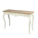 Victorian Off White and Natural Wood Console and Entry Table - LuxenHome