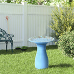blue bird bath dish top decorated with peacock shaped texture
