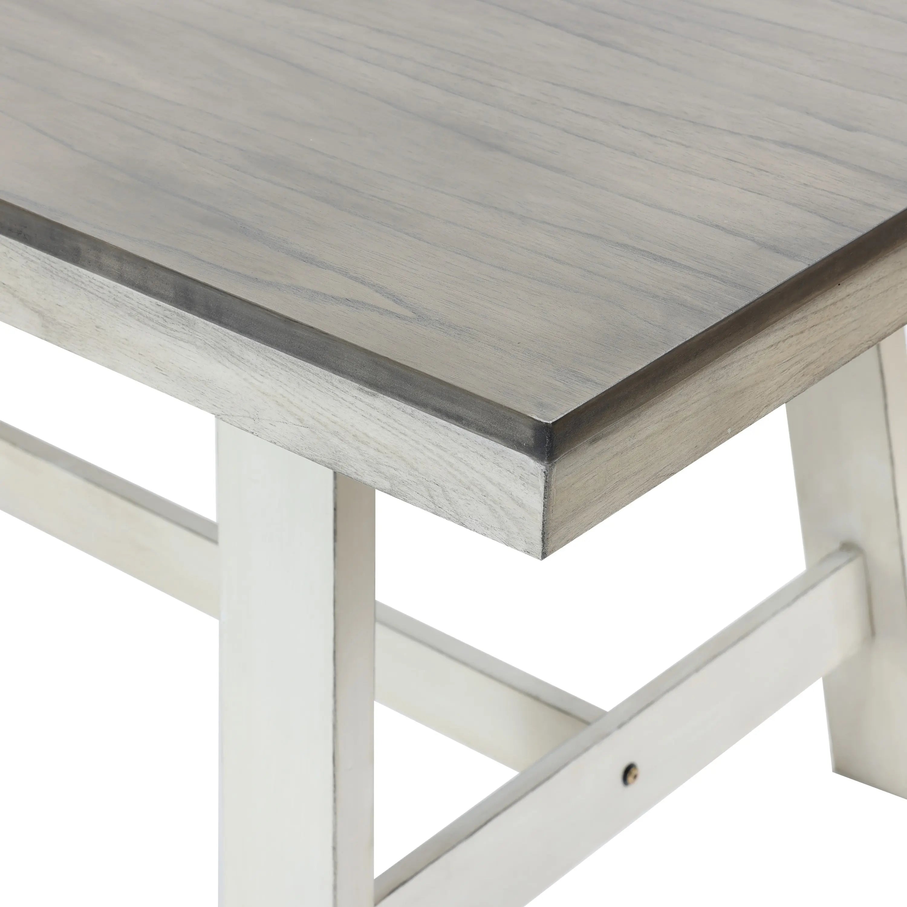 Rectangular white wood dining table - LuxenHome