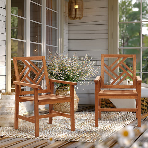Carmel solid wood outdoor dining chair, set of 2