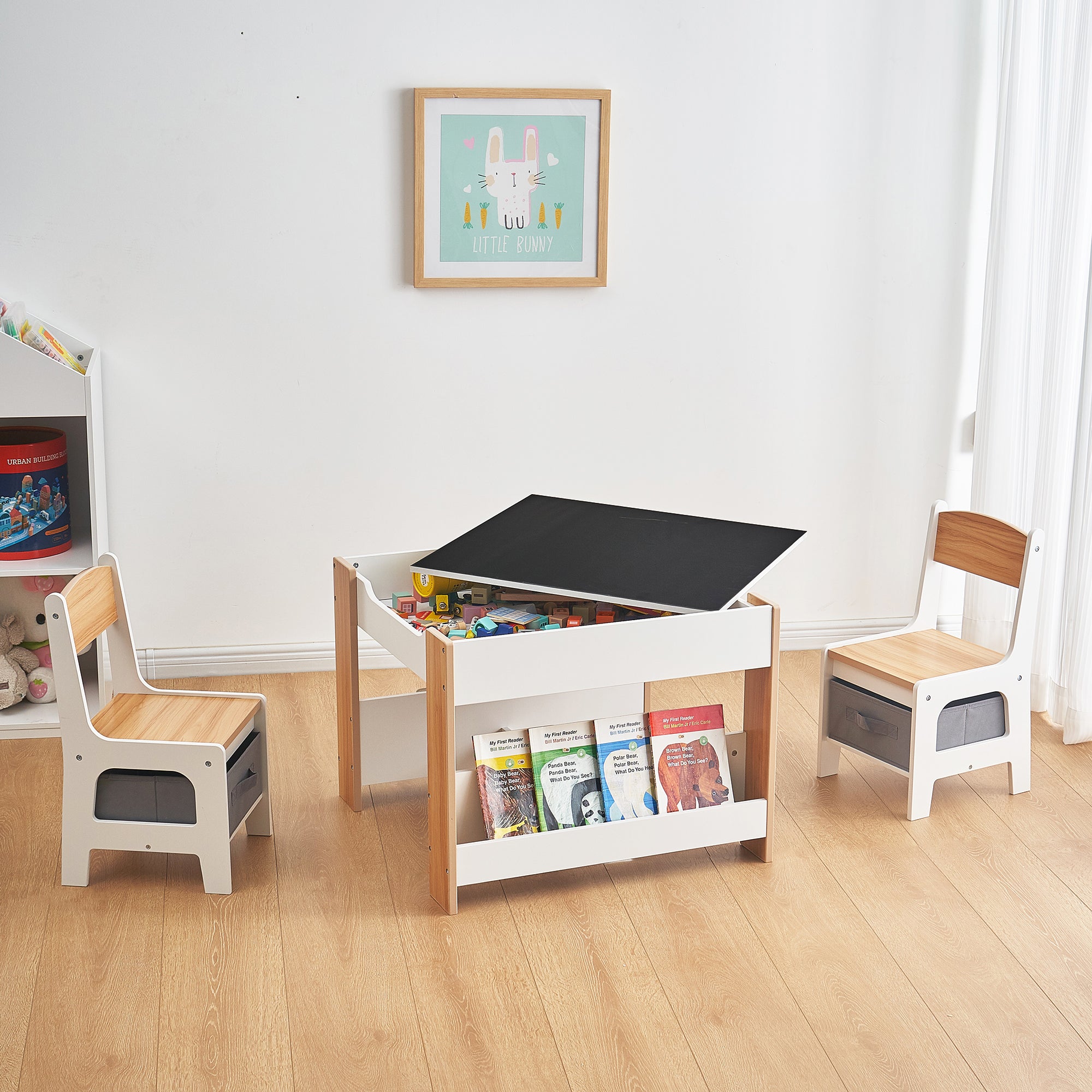 Kids table and storage hot sale