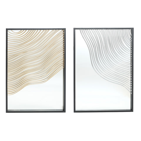 Wave wall mirror, set of 2