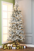 7ft-pre-lit-artificial-flocked-slim-fir-christmas-tree-with-led-lights