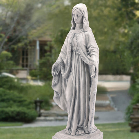 Grace series garden statue, Virgin Mary, light gray