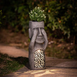 No Evil garden statues, w/solar lights, set of 3 - LuxenHome