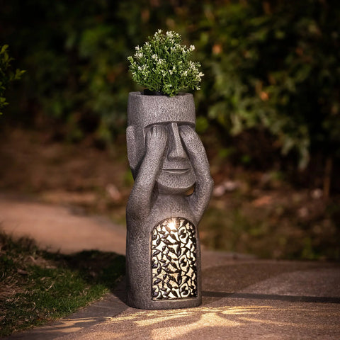 No Evil garden statues, w/solar lights, set of 3