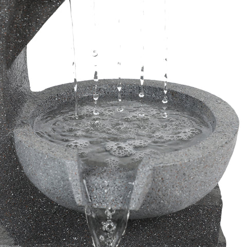 Gray Resin Raining Water Sculpture Outdoor Fountain with LED Lights