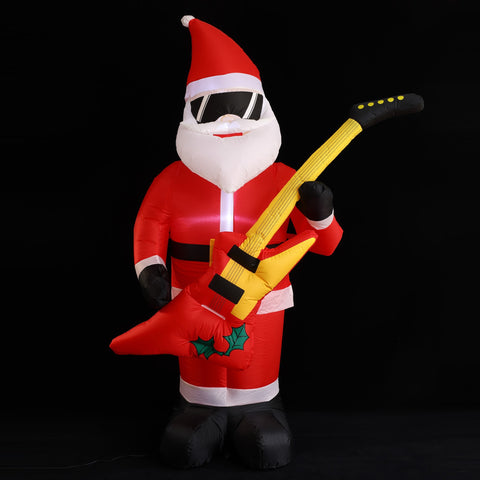 7Ft Rocking Santa with Guitar Inflatable with LED Lights