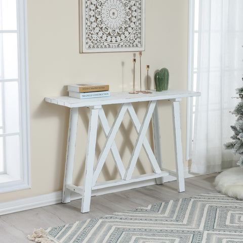 Farmhouse White 48" W Console and Entry Table