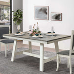 Rectangular white wood dining table - LuxenHome