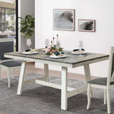 Rectangular white wood dining table - LuxenHome