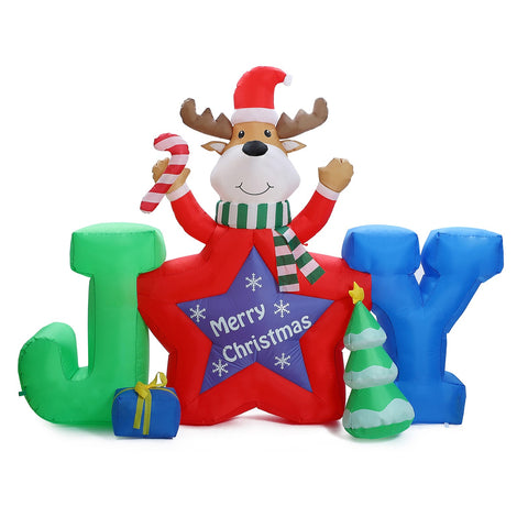 6Ft L Reindeer Joy Outdoor Holiday Inflatable with LED lights