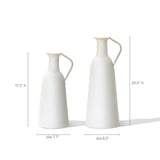 Enhance your home decor with this modern minimalist design featuring a table vase set. These two white ceramic vases, complete with handles, stand at 17.3 and 20.5 tall, making them perfect for any setting.