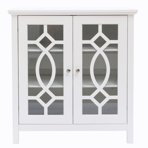 White Pine Wood 2-Door Accent Storage Cabinet