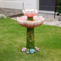 Gorgeous-two-tiered-pink-flower-with-leafy-stems-and-small-flowers-on-the-bottom-creates-natural-scenery
