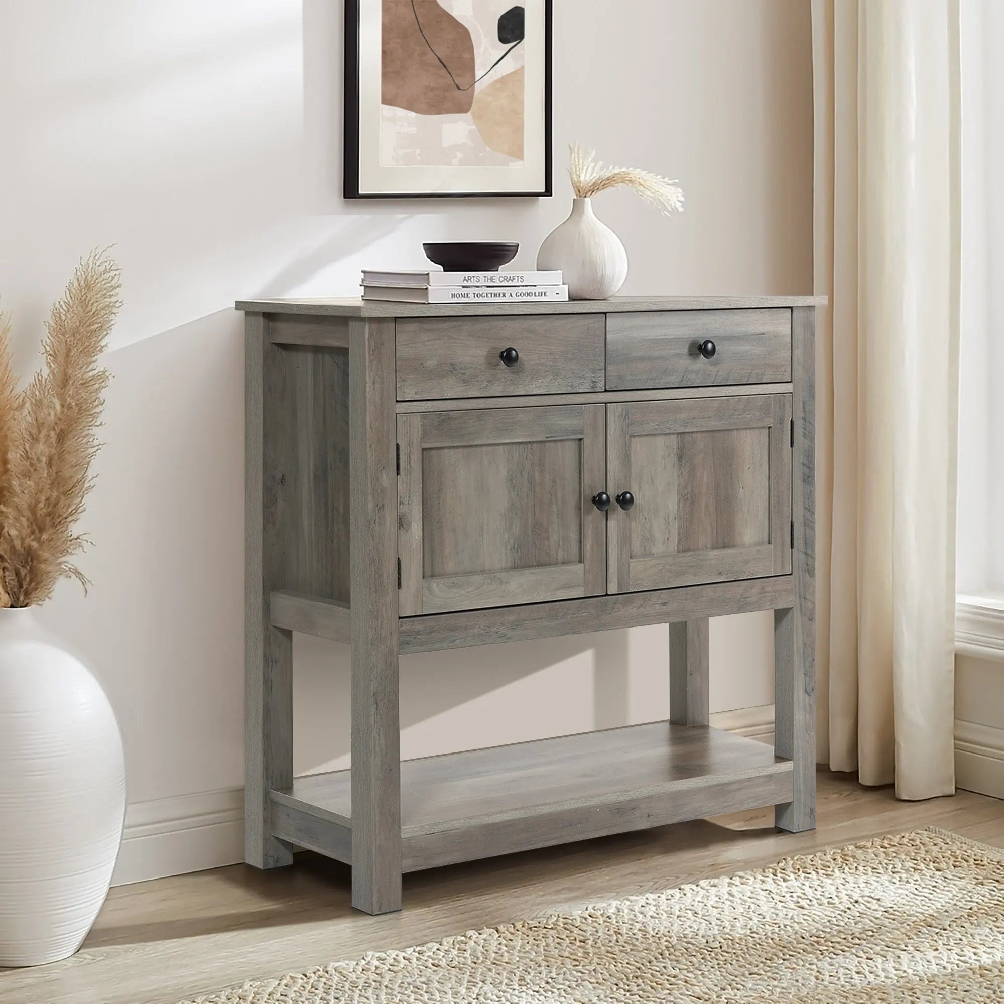 Lindsy console table with storage units - LuxenHome