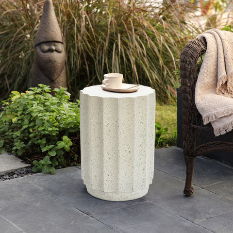 Off White with Gray Cement Indoor Outdoor Side and End Table