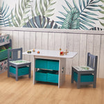 Kids Art Play Activity Table, Blue & Gray - LuxenHome