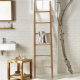 Natural wood finish towel rack blanket ladder, 6.2 ft tall