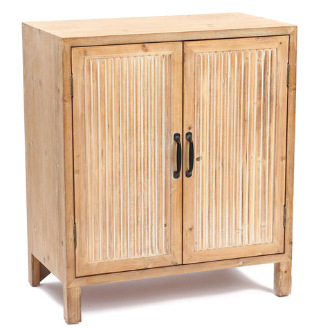 Natural Wood 2-Door Storage Cabinet