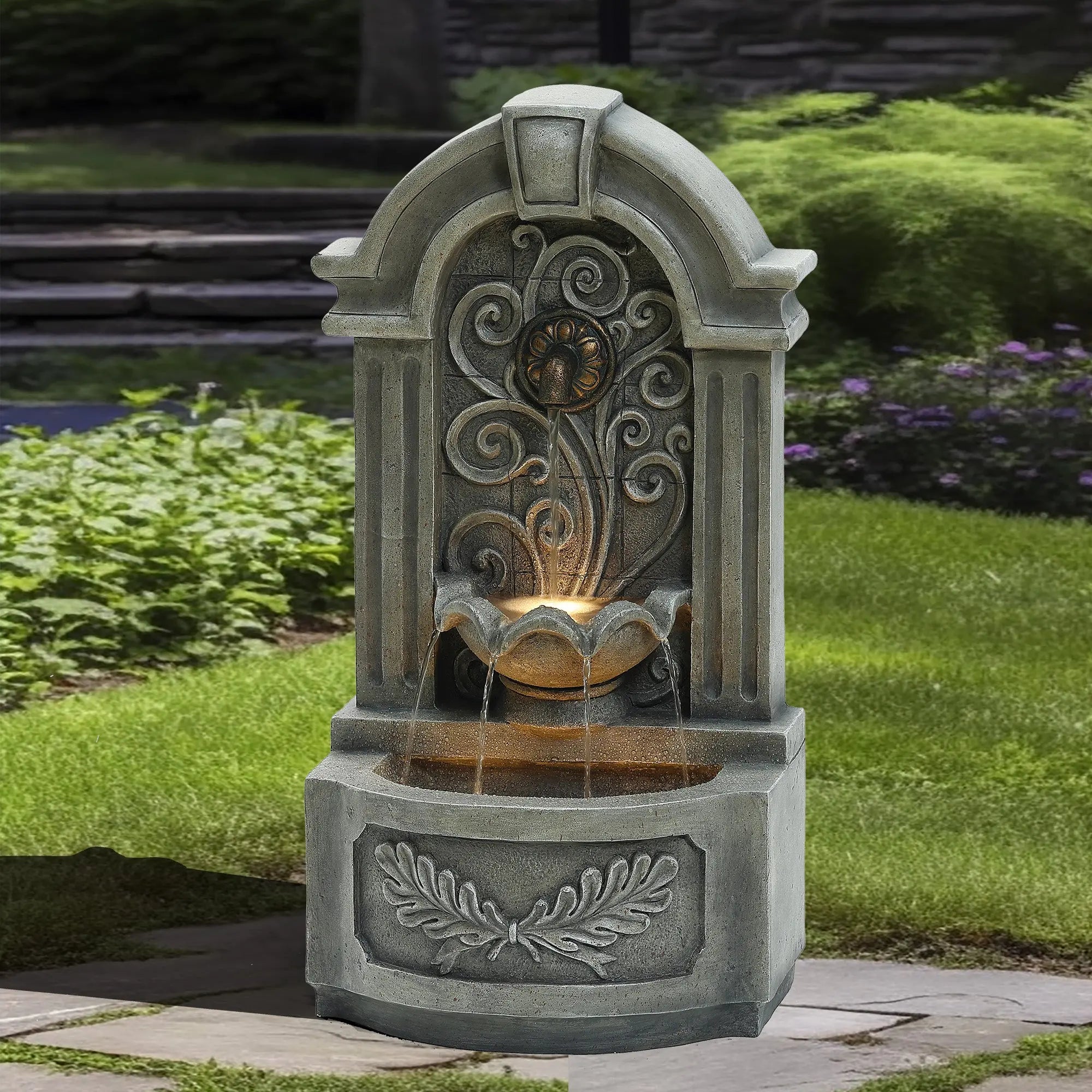 Wall Freestanding Water Fountain with Lights
