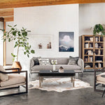 46.13" W Black Wood Veneer and Gold Metal Coffee Table - LuxenHome